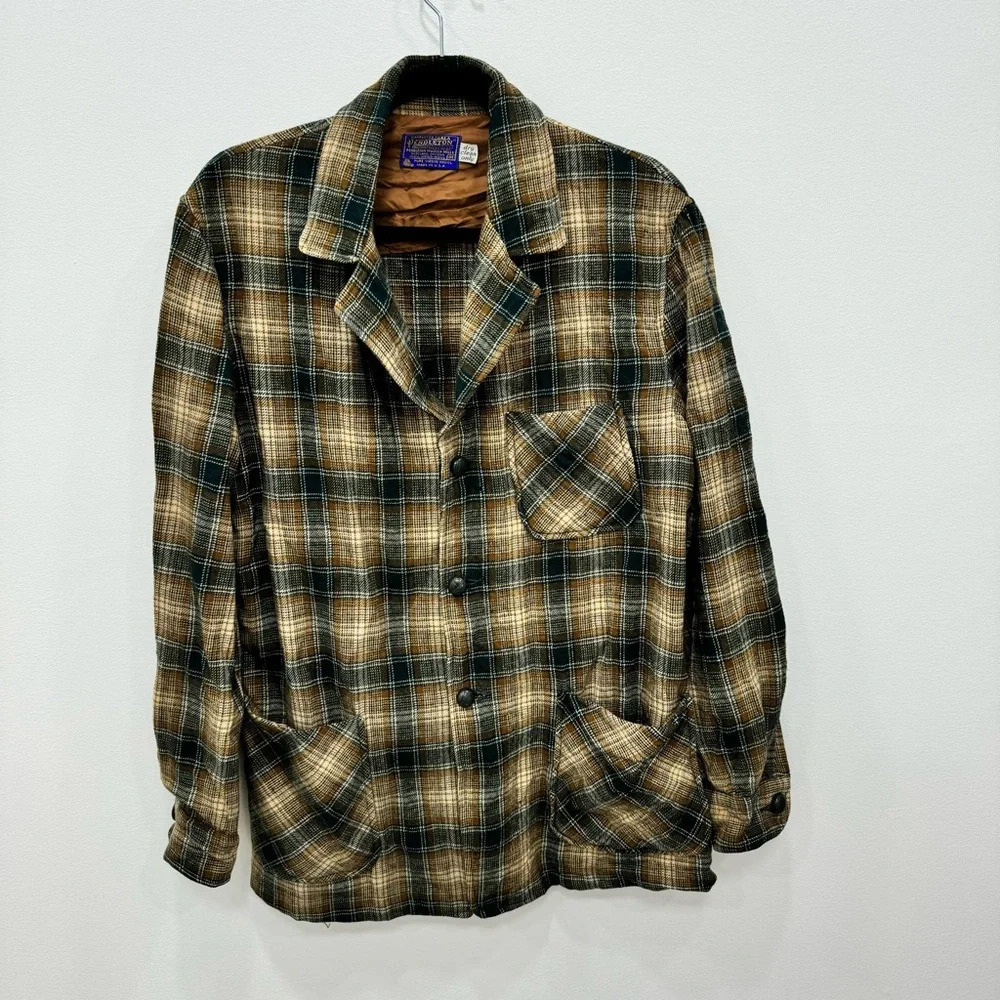 Vintage Men’s Pendleton Three Pocket plaid Wool Blazer Jacket Sz Medium